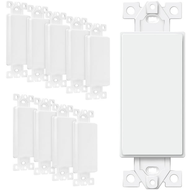 White 10 Pack Top Greener Inc 6001-W-PCS ENERLITES Blank Decorator Wall Plate Insert 1 Gang Blank Rocker Outlet Adapter Insert 